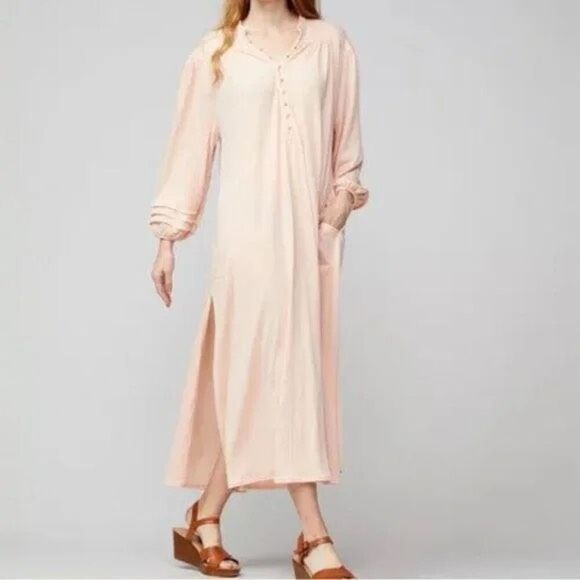 Free People FP Beach Shell Pink Kaftan Maxi Summer Beach Dress Women’s XS - Picture 1 of 11